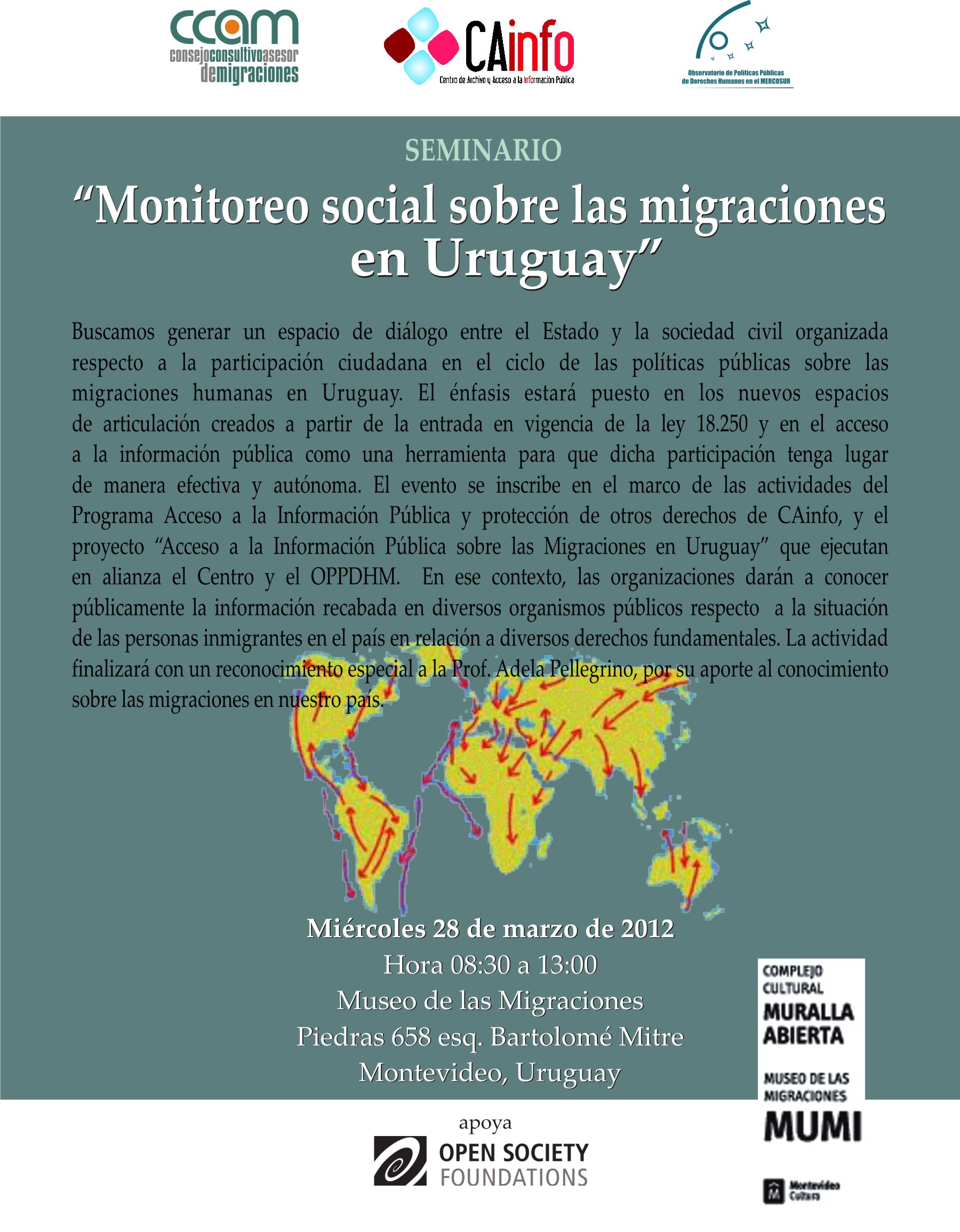Seminario Internacional: «Monitoreo social sobre las migraciones en Uruguay»